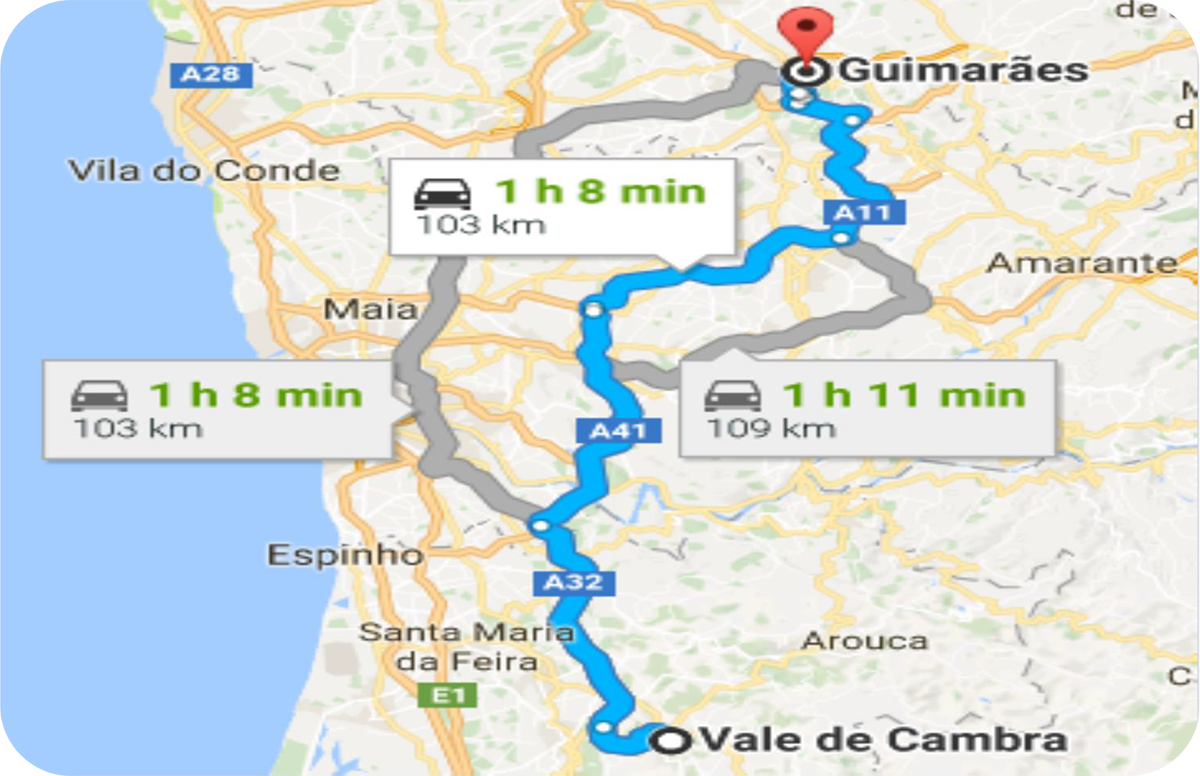 Casa dos Namorados Redondezas Guimarães - Mapa